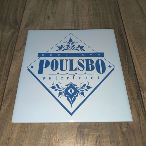 Downtown Poulsbo Waterfront Decorative Wall Hanging Decor Tile - Picture 1 of 4